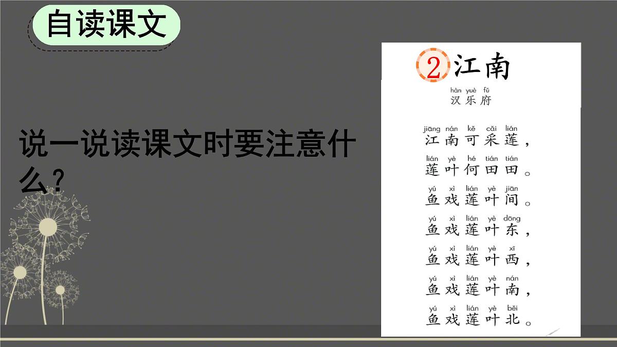 小学  语文  统编版（2024）  一年级上册（2024）  第五单元 阅读2 江南 课件第6页