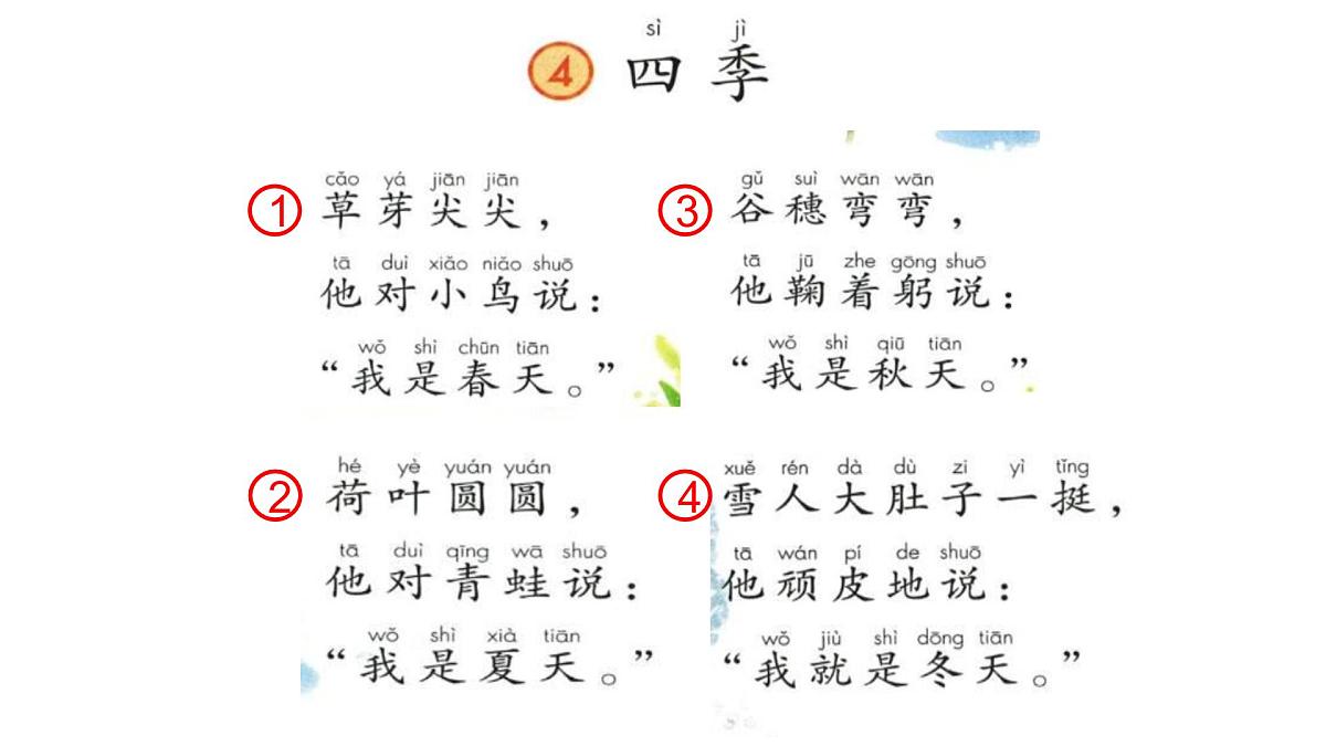 小学  语文  统编版（2024）  一年级上册（2024）  第五单元 阅读4 四季 课件第7页
