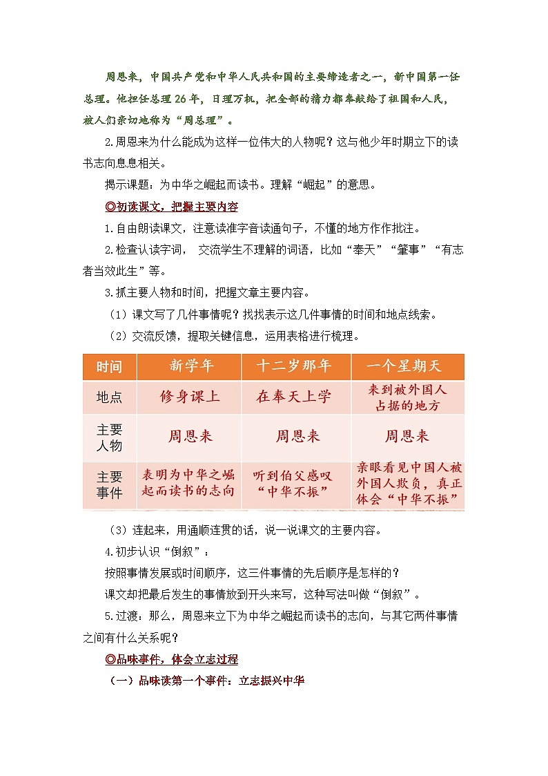 【教案】统编四上第7单元《为中华之崛起而读书》第2页