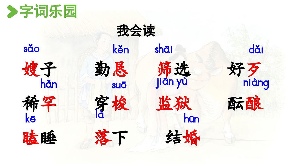 24人教统编版小学五年级语文上册第三单元10.牛郎织女（一）第1课时  课件第6页