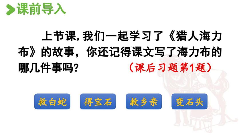 24人教统编版小学五年级语文上册第三单元9.猎人海力布第2课时  课件第2页