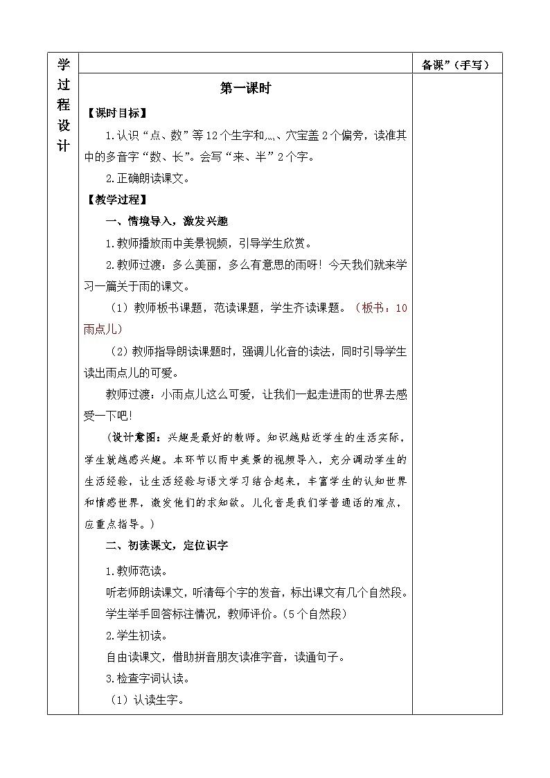 10 雨点儿 教案第2页