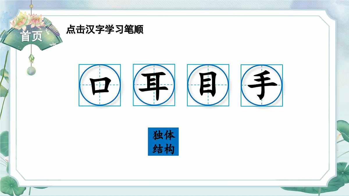 部编版语文一年级上册 识字3 口耳目手足 生字课件第2页