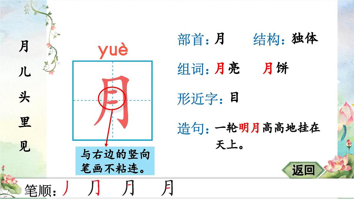部编版语文一年级上册 5 小小的船 生字课件第3页