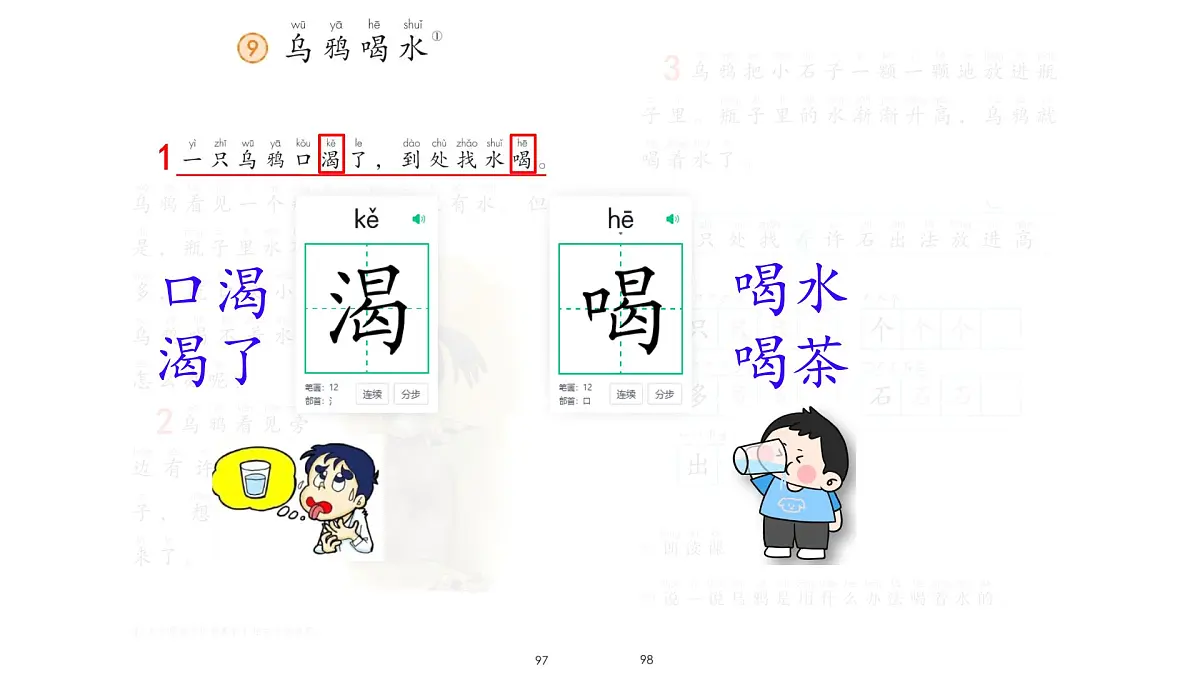 小学 语文 统编版（2024） 一年级上册（2024） 第八单元 阅读9 乌鸦喝水 课件第2页