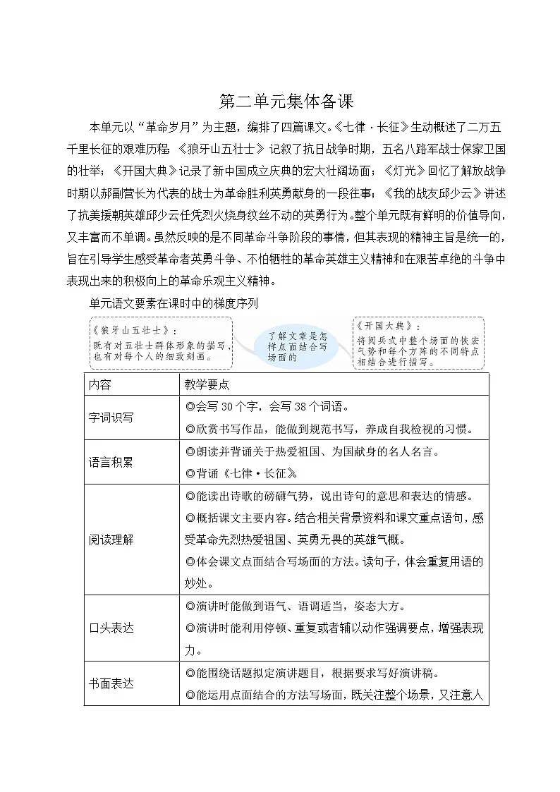 （24人教统编版）小学六年级语文上册第二单元5 七律·长征 教案第1页
