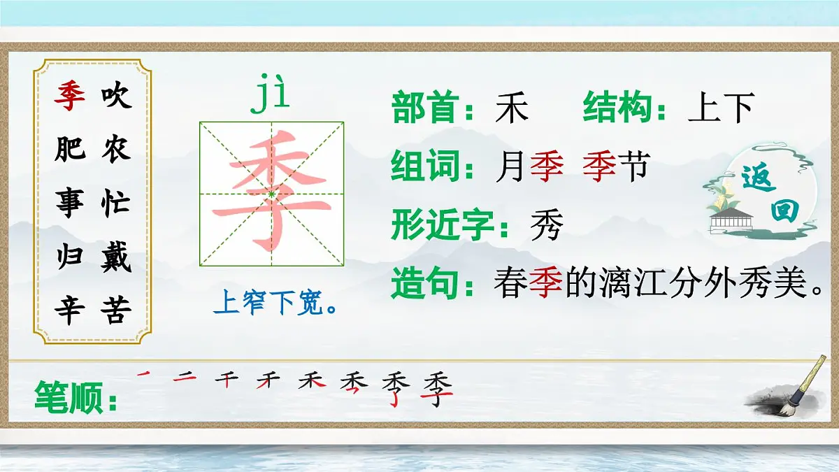 部编版小学语文二年级上册 第二单元 识字4 田家四季歌 课件+教案+说课稿+教学反思 第11页