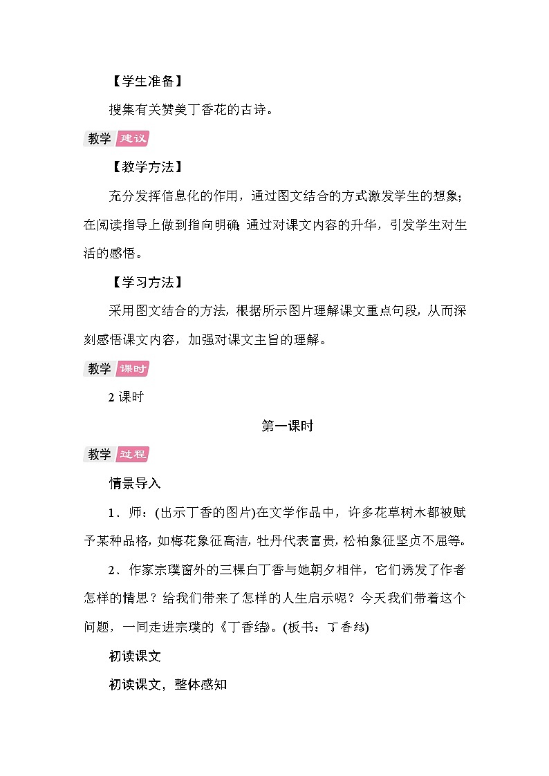 2 丁香结 教案 统编版语文六年级上册第2页