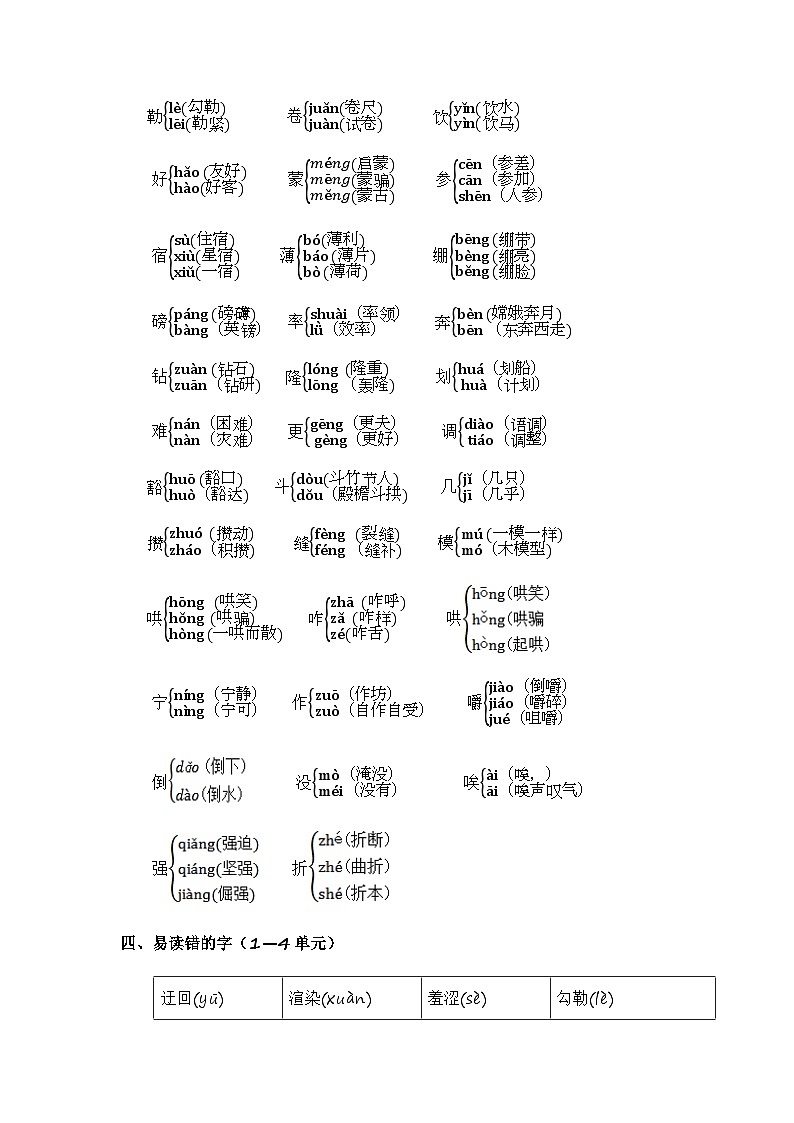 2023-2024学年六年级语文上册期中专项复习——字音辨析练习（含答案）第3页