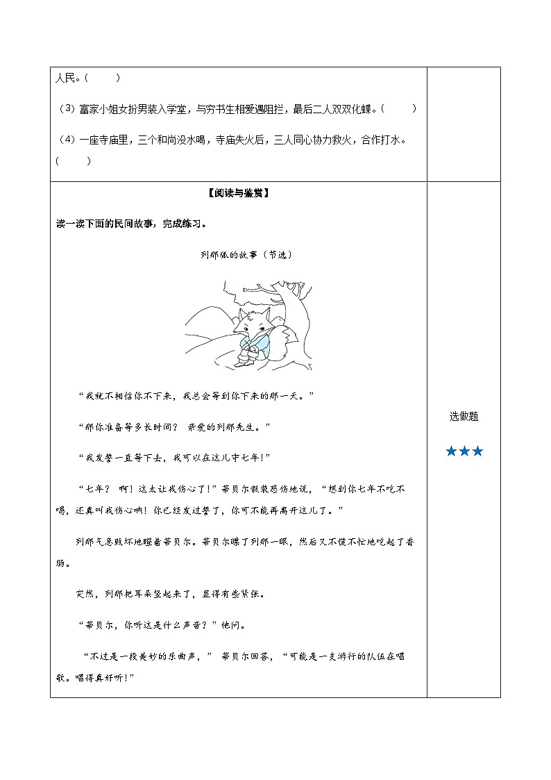 小学四年级语文上册——《从前有座山》同步练习（含答案）第2页