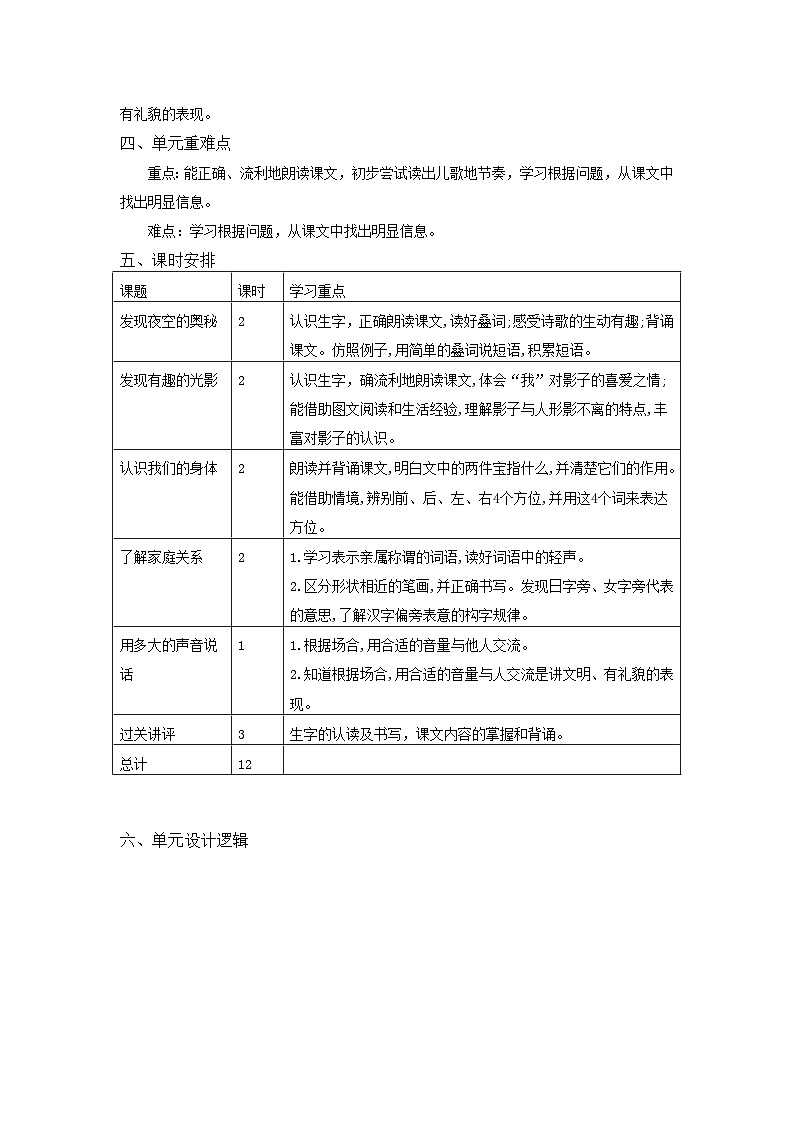 部编版一年级上册语文第七单元教学设计第2页