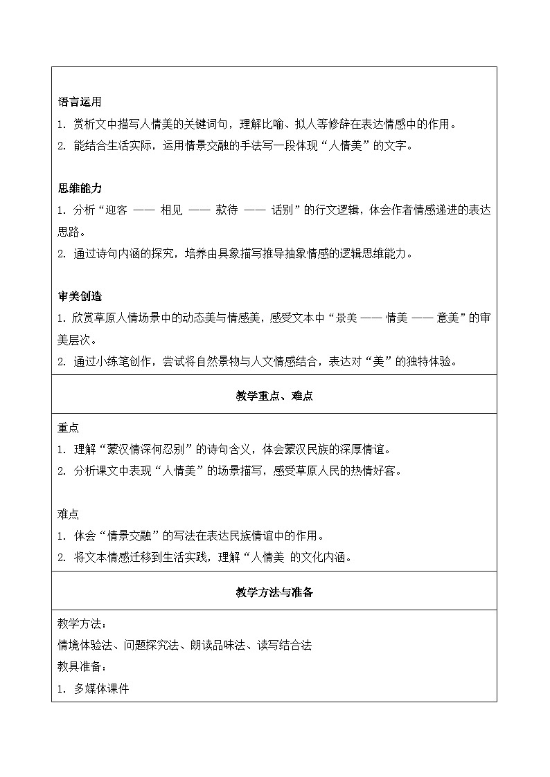 1.草原 第2课时（教学设计）语文统编版六年级上册第2页