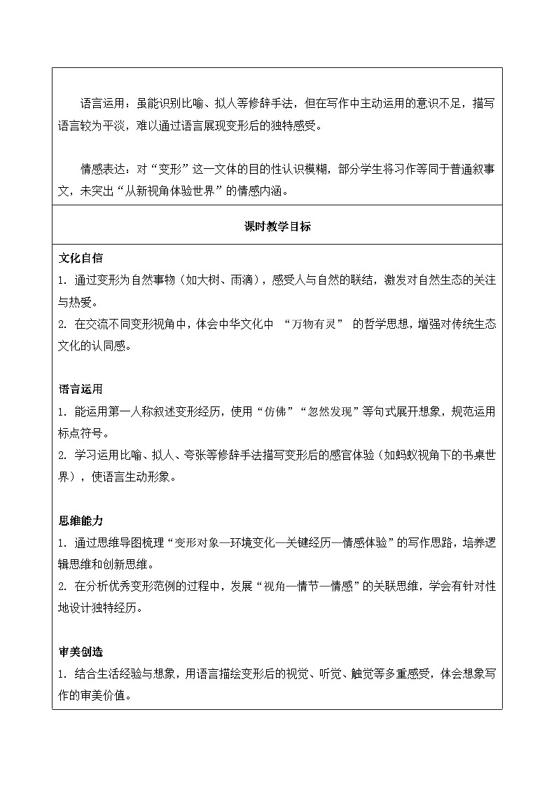 习作 变形记（教学设计）语文统编版六年级上册第2页
