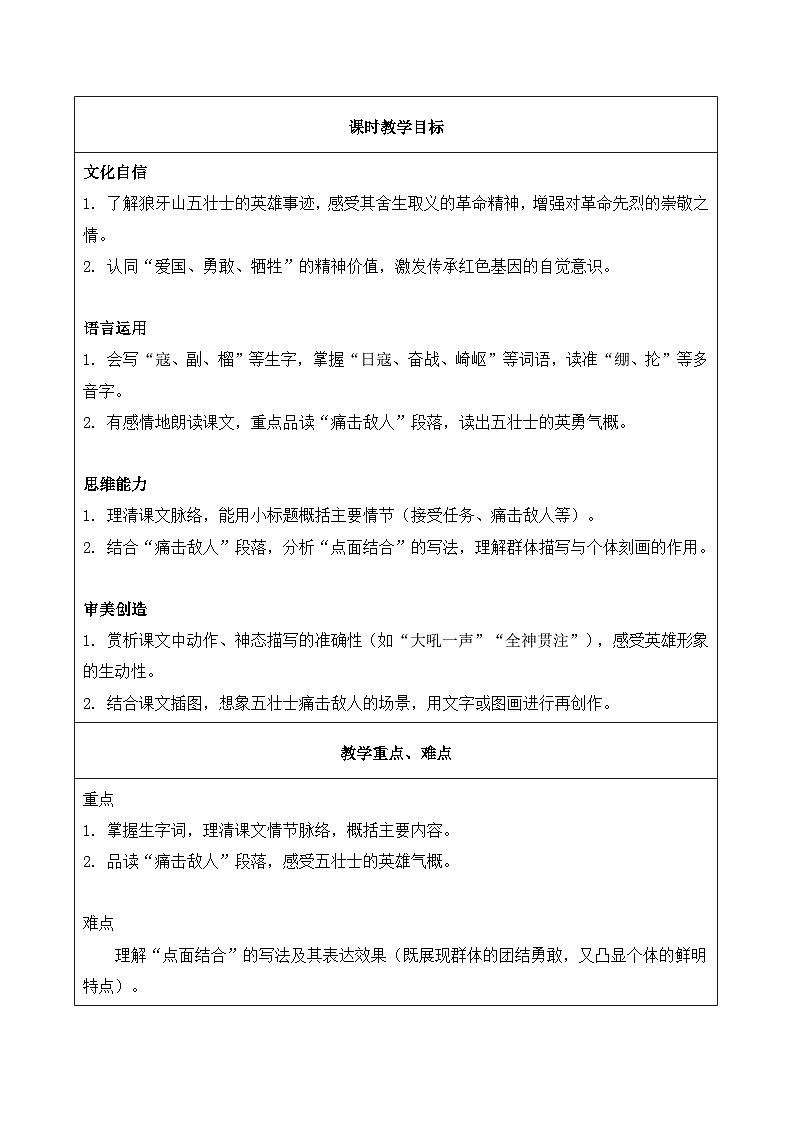 6.狼牙山五壮士 第1课时（教学设计）语文统编版六年级上册第2页