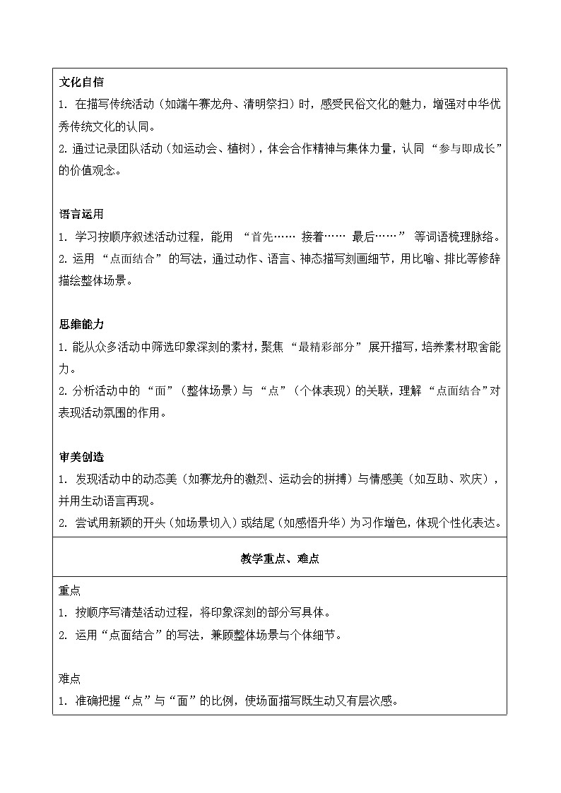 习作 多彩的活动（教学设计）语文统编版六年级上册第2页