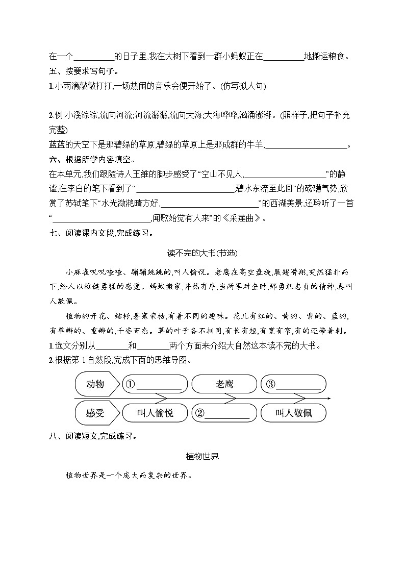 统编版（2024）语文三年级上册 第七单元综合训练（试卷含答案）第2页
