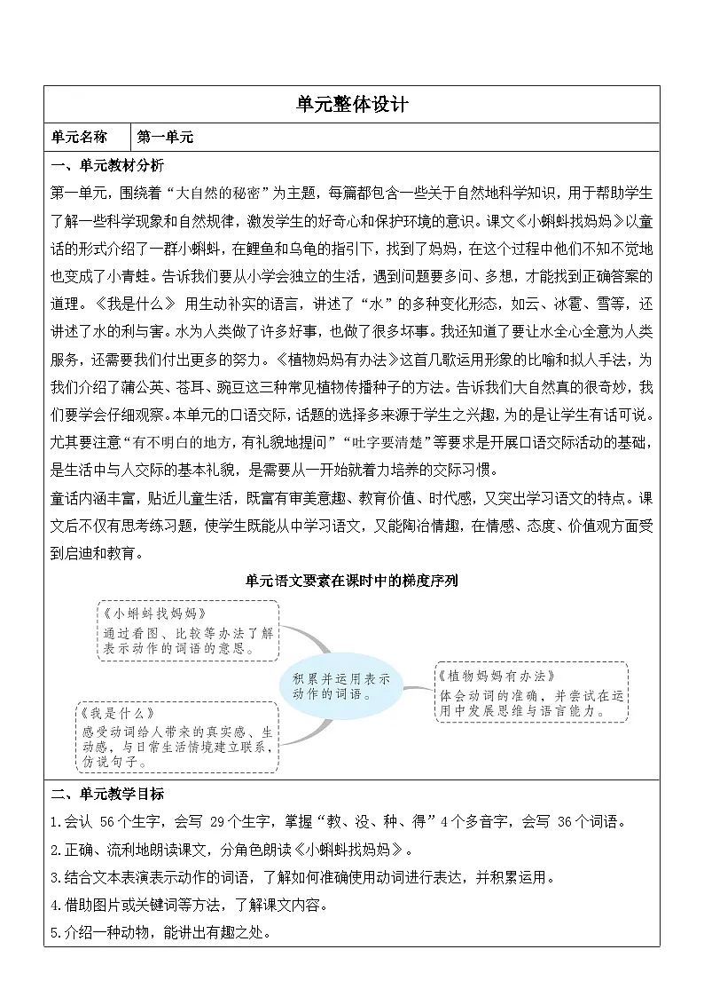 （新版）部编人教版2年级上册小学语文(第1单元核心素养教案)第1页