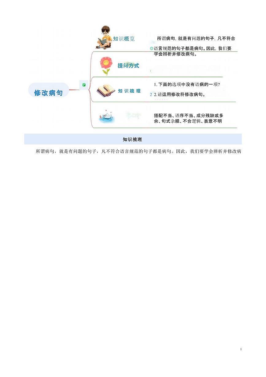 【小升初】统编版2025年 衔接点23 修改病句 语文衔接过关练习（含解析）第2页