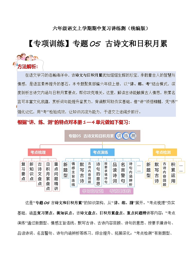 期中训练专题 05 古诗文和日积月累（原卷+答案）2025-2026学年六年级语文上册 （统编版）第1页