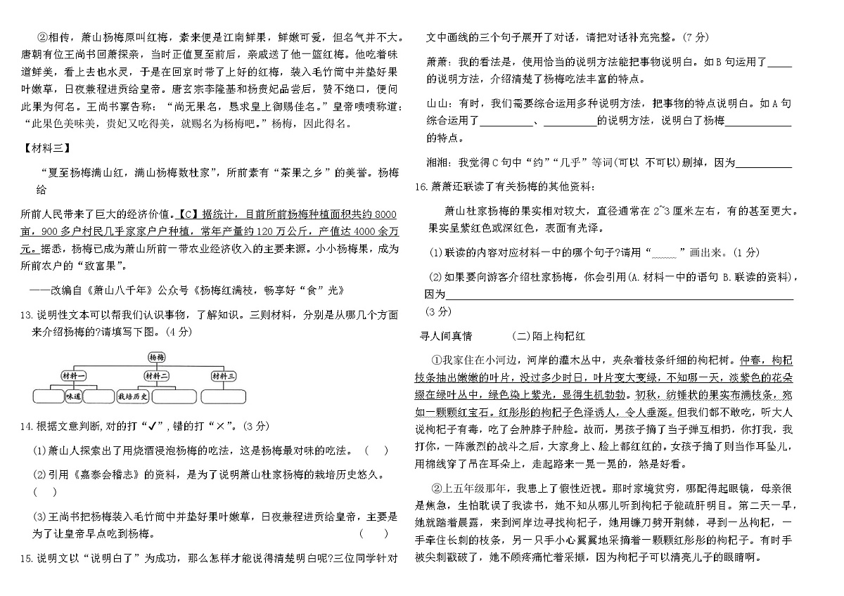 统编版五年级语文上册新课标情境式命题真题卷(三)（含答案）第3页