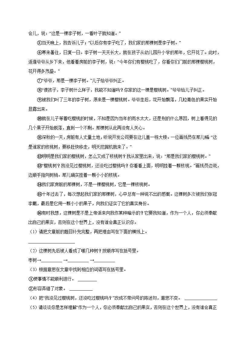 2024-2025学年吉林省白山市浑江区一年级（上）期中模拟语文试卷第3页