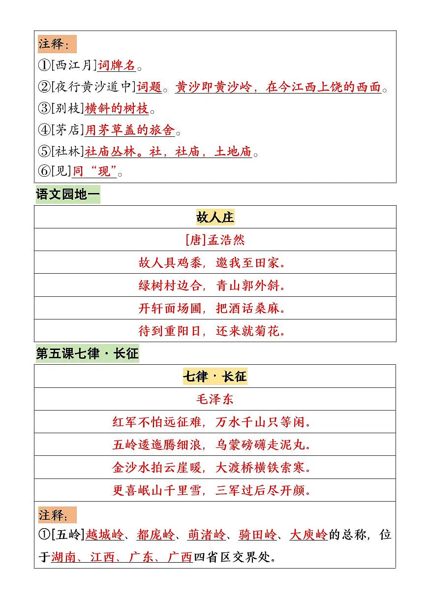 六年级上册语文期末古诗词日积月累默写练习（空白+答案）第2页