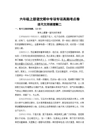 现代文阅读理解二——2025-2026学年六年级上册语文期中专项专项高频考点卷（统编版）（含答案）