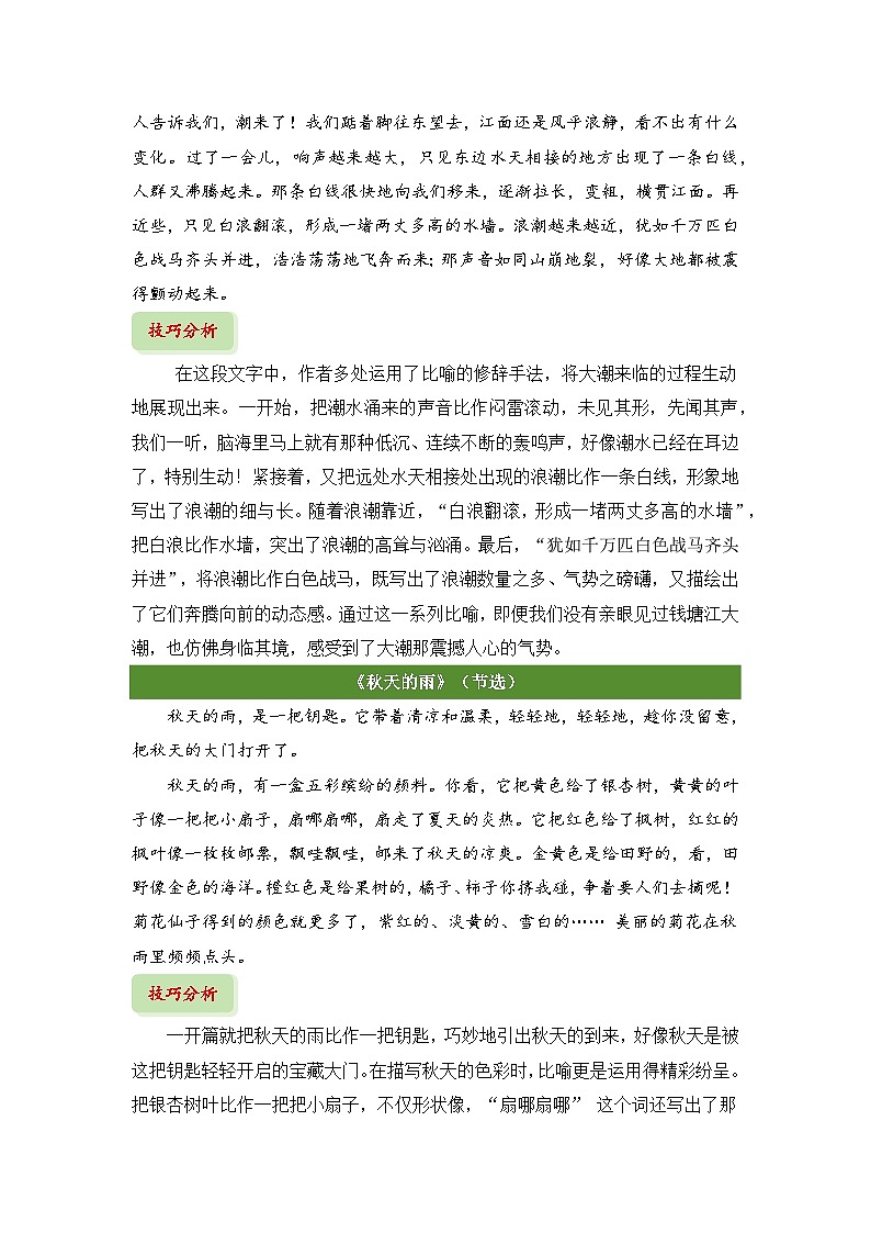 小升初语文作文提分精讲第10课-修辞润色（教案）2025-2026学年小升初作文专题（统编版）第3页