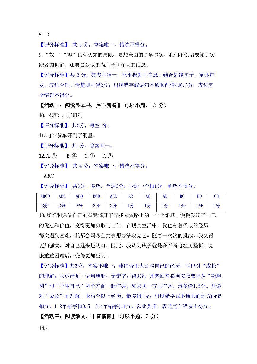 2024-2025学年深圳市罗湖区六年级上册期末语文试卷答案第2页