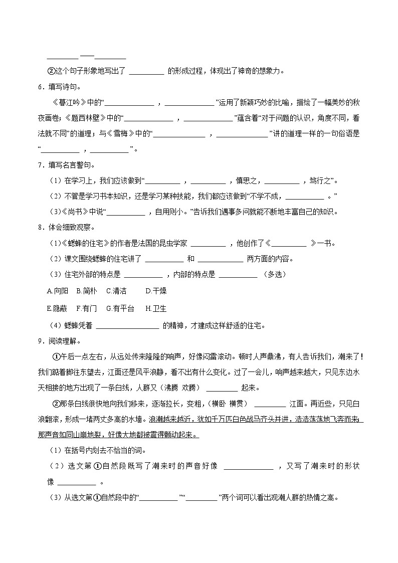 2024-2025学年广东省汕头市潮南区陈店镇四年级（上）期中语文试卷第2页