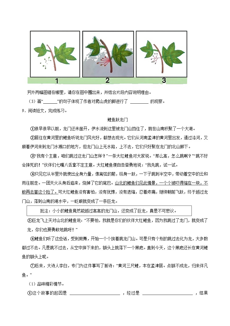 2024-2025学年山西省吕梁市交城县四年级（上）期中语文试卷第3页