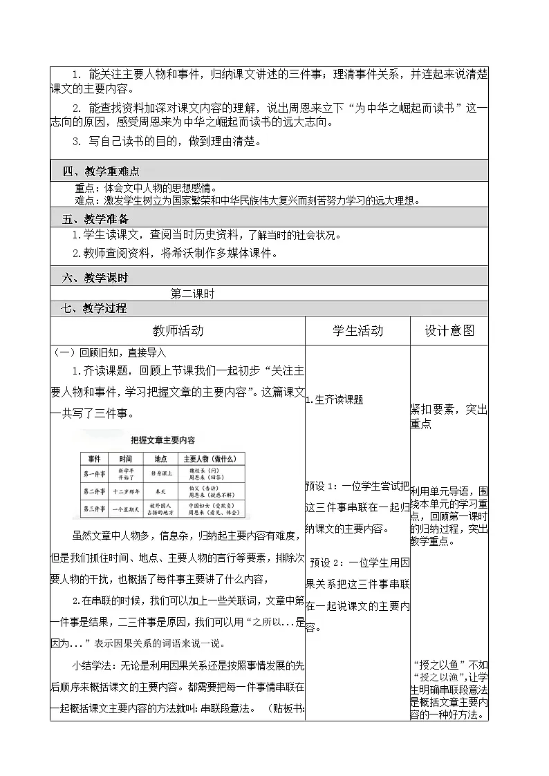 统编版语文四年级上册 22 为中华之崛起而读书 教案第2页