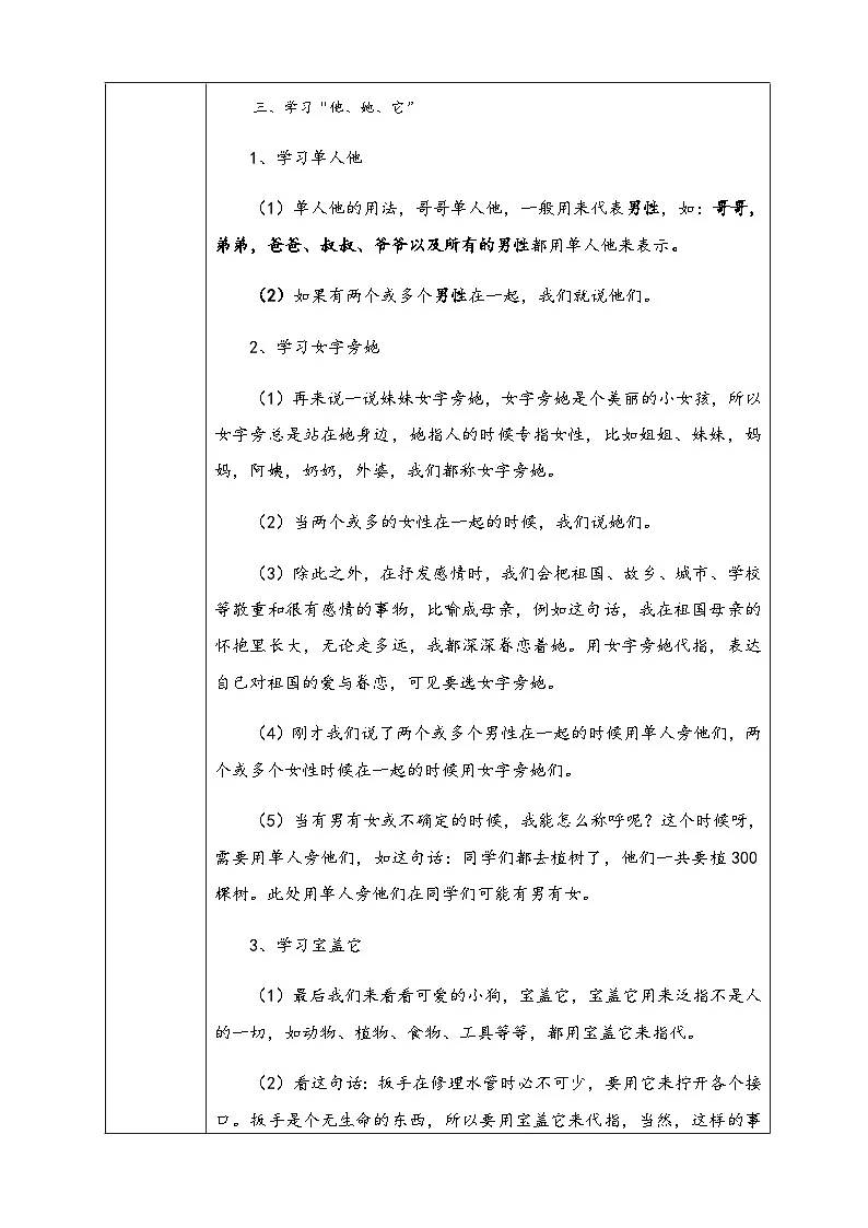 部编版小学语文一下第八单元18《棉花姑娘》（他她它的用法）第三课时 教案第2页