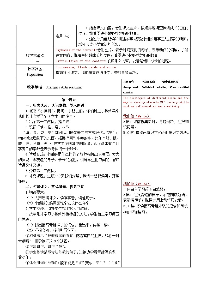 统编版语文二年级上册 1 小蝌蚪找妈妈 教案第2页