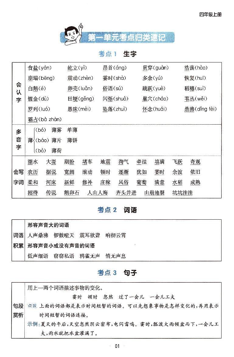 2025年4年级上册语文《单元考点归类速记》知识点（无答案）第3页