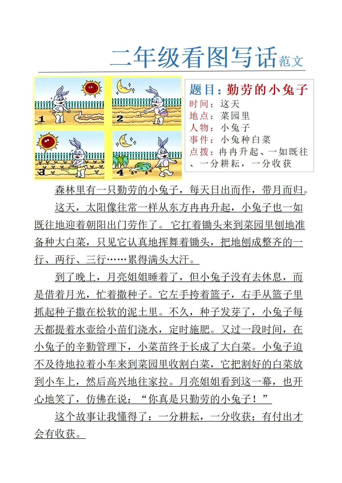 人教部编版二年级上册语文 看图写话范文学案（含答案）第3页