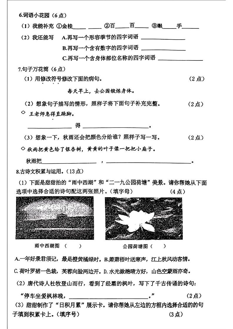 辽宁省鞍山市铁东区2024-2025学年三年级上学期期末考试语文试卷第2页