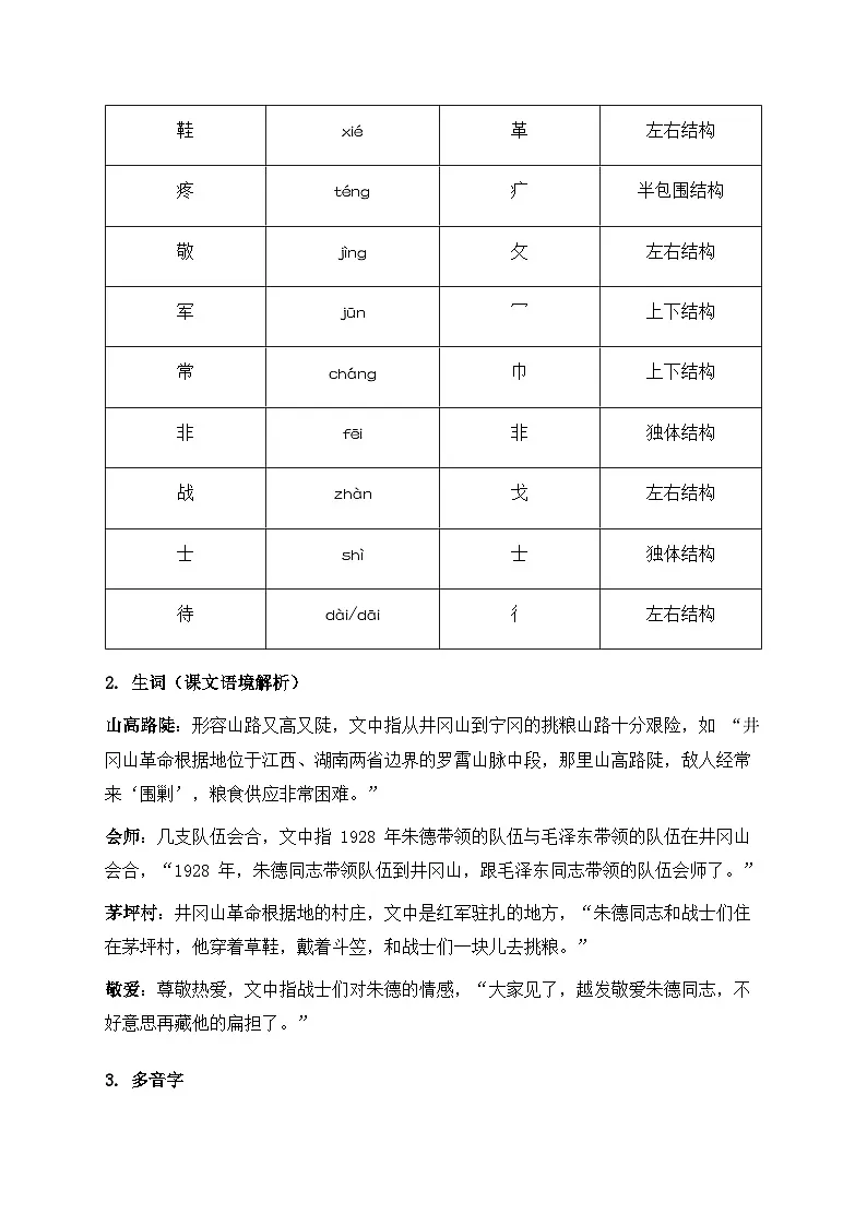 15 朱德的扁担（知识清单）第2页