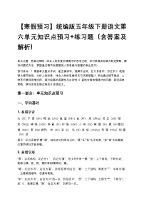 【寒假预习】统编版五年级下册语文第六单元知识点预习+练习题（含答案及解析）