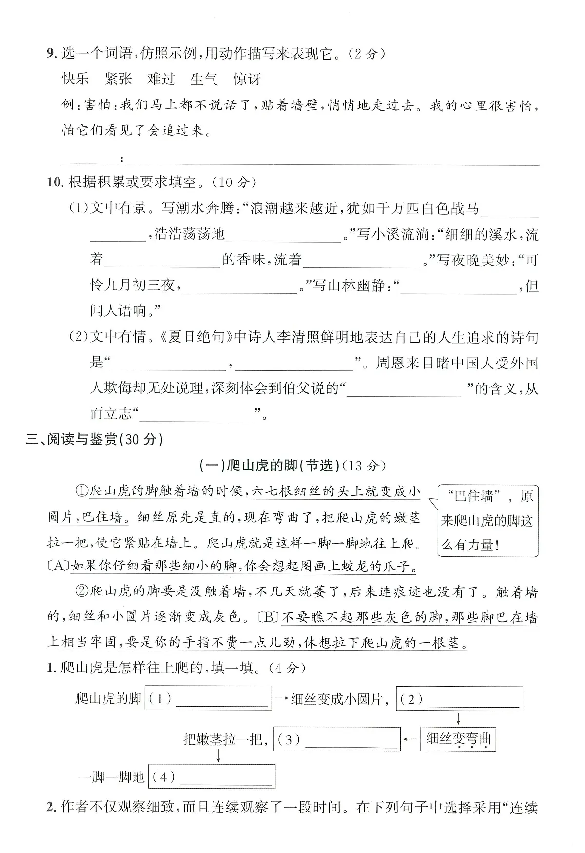 浙江省金华市浦江县2024-2025学年四年级上学期期末语文试题及答案第3页