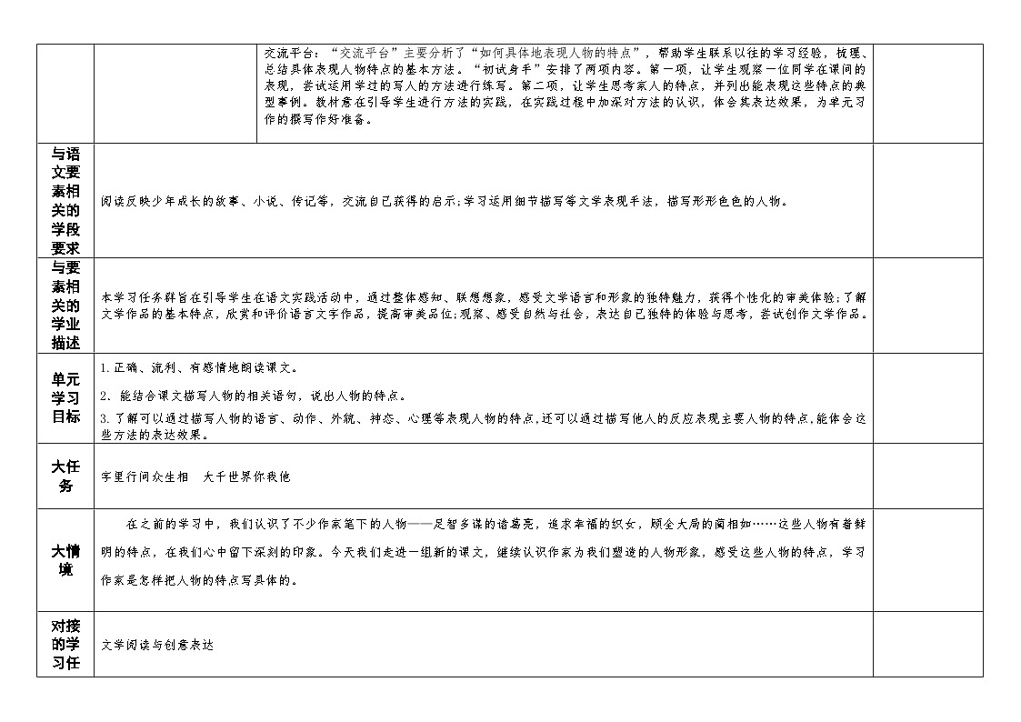 统编版小学语文五年级下册 第五单元大单元教案（表格式）第2页