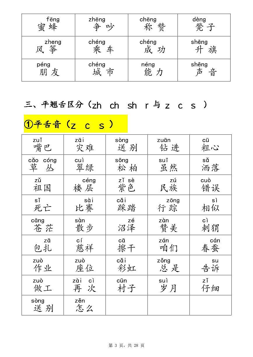 二年级上册语文期末易错字音（晨读+专项练习）含答案第3页