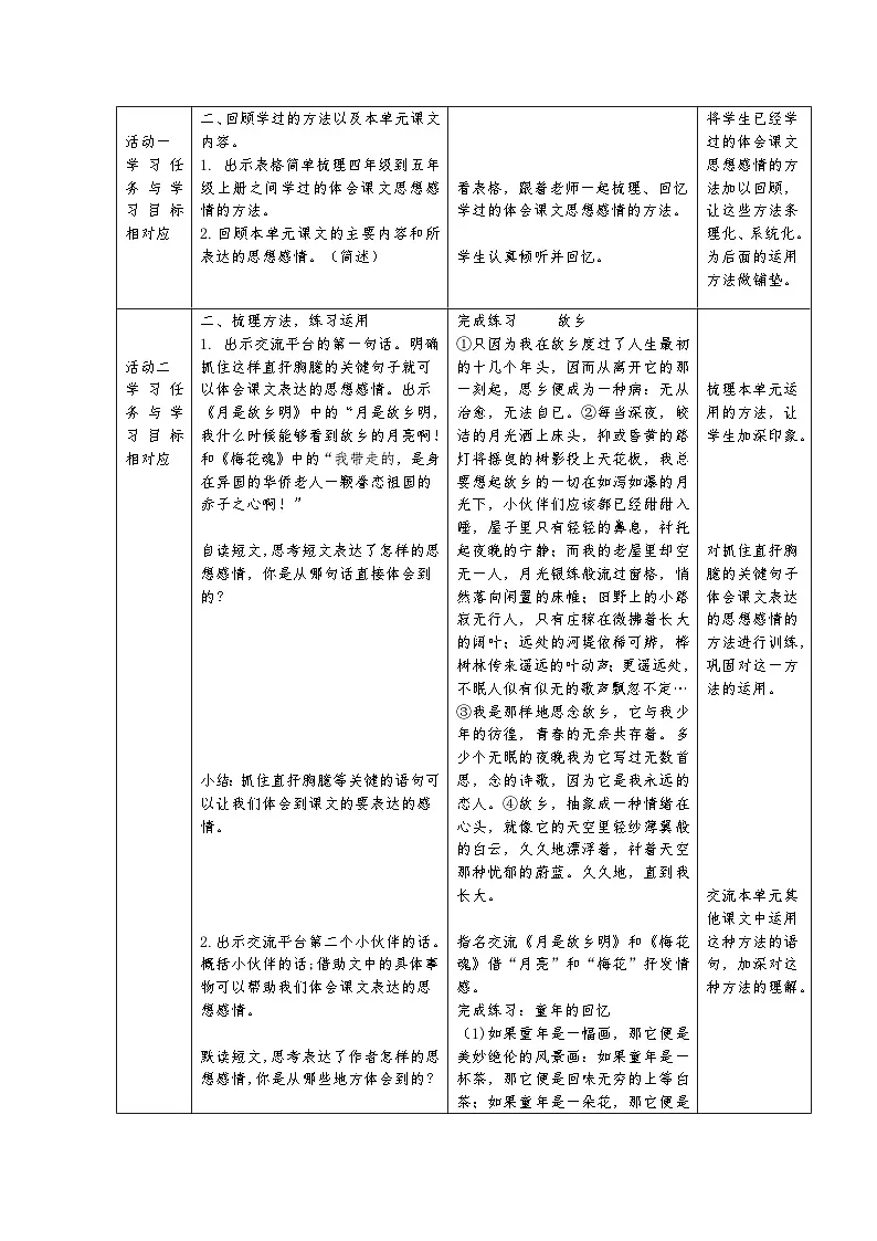 统编版语文五年级下册第一单元阅读训练课教学设计第2页