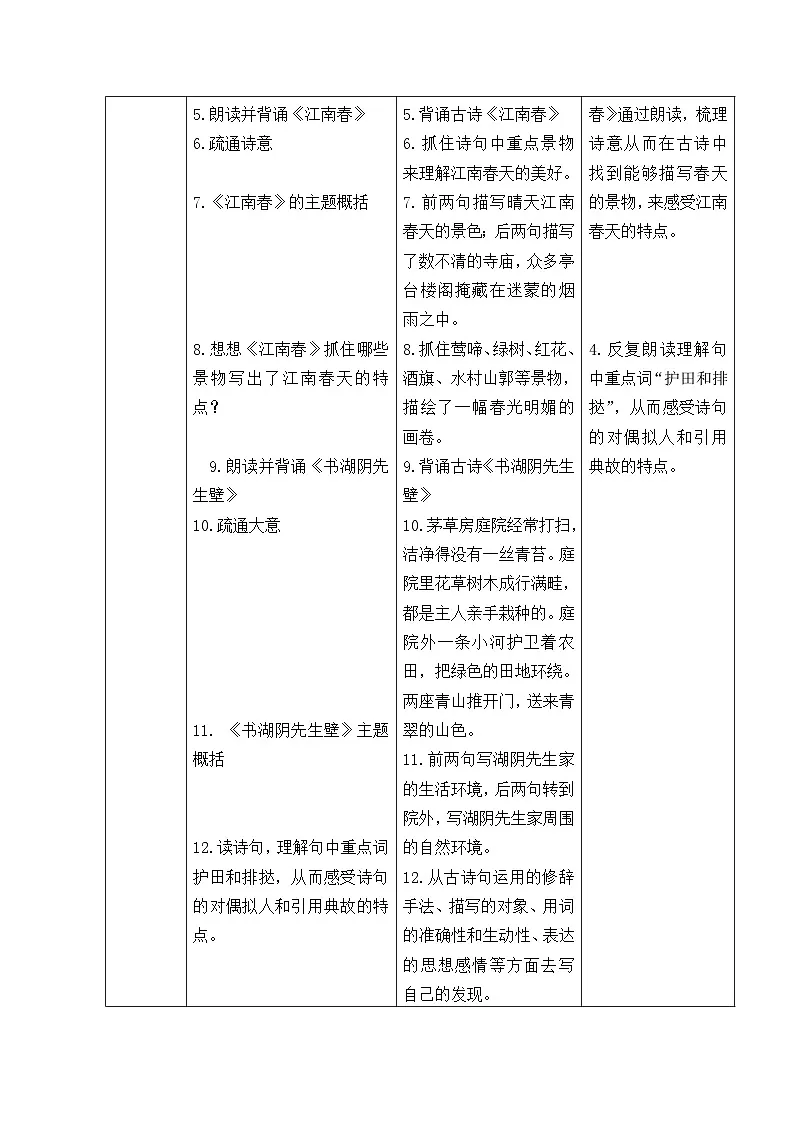 统编版语文六年级上册第六单元梳理教学设计（表格式）第3页
