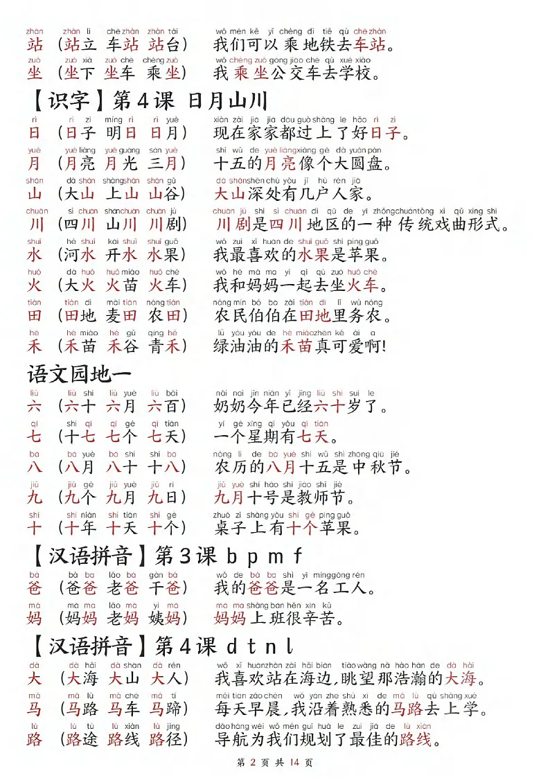 2025学年一年级语文上学期——组组词造句合集学案第2页
