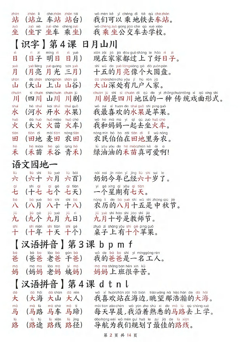 2025学年一年级语文上学期——组组词造句合集学案第2页