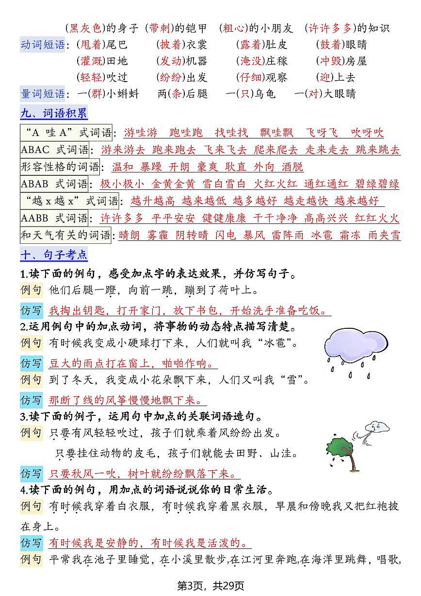 2024版人教版二年级上册语文期末1-8单元高频考点知识点总结单（十二个考点归纳）第3页