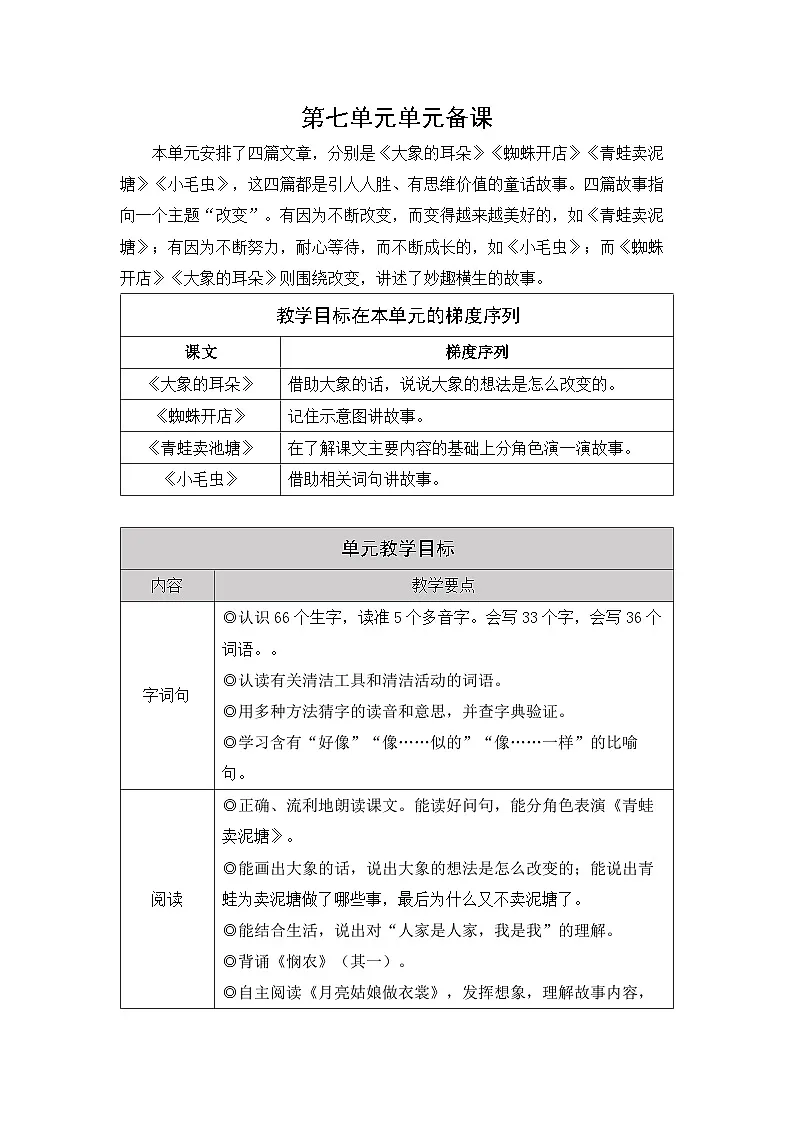 统编版（2024）语文二年级下册 18 大象的耳朵（教案）第1页