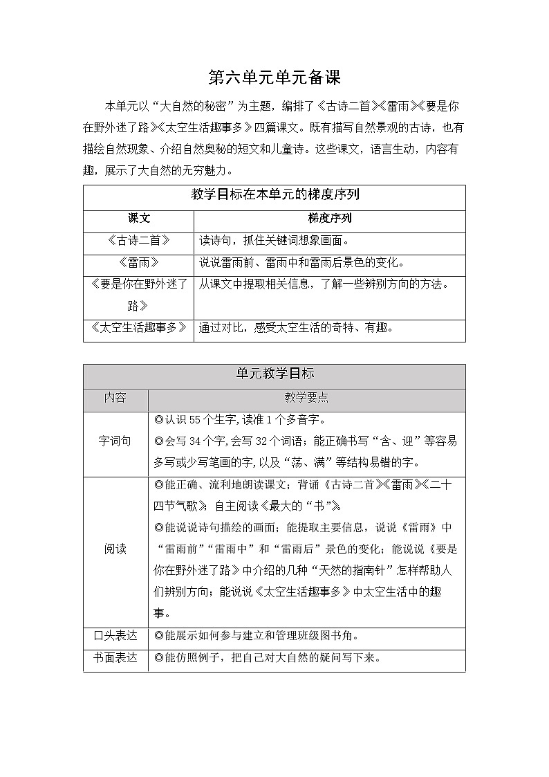 统编版（2024）语文二年级下册  14 古诗二首（教案）第1页