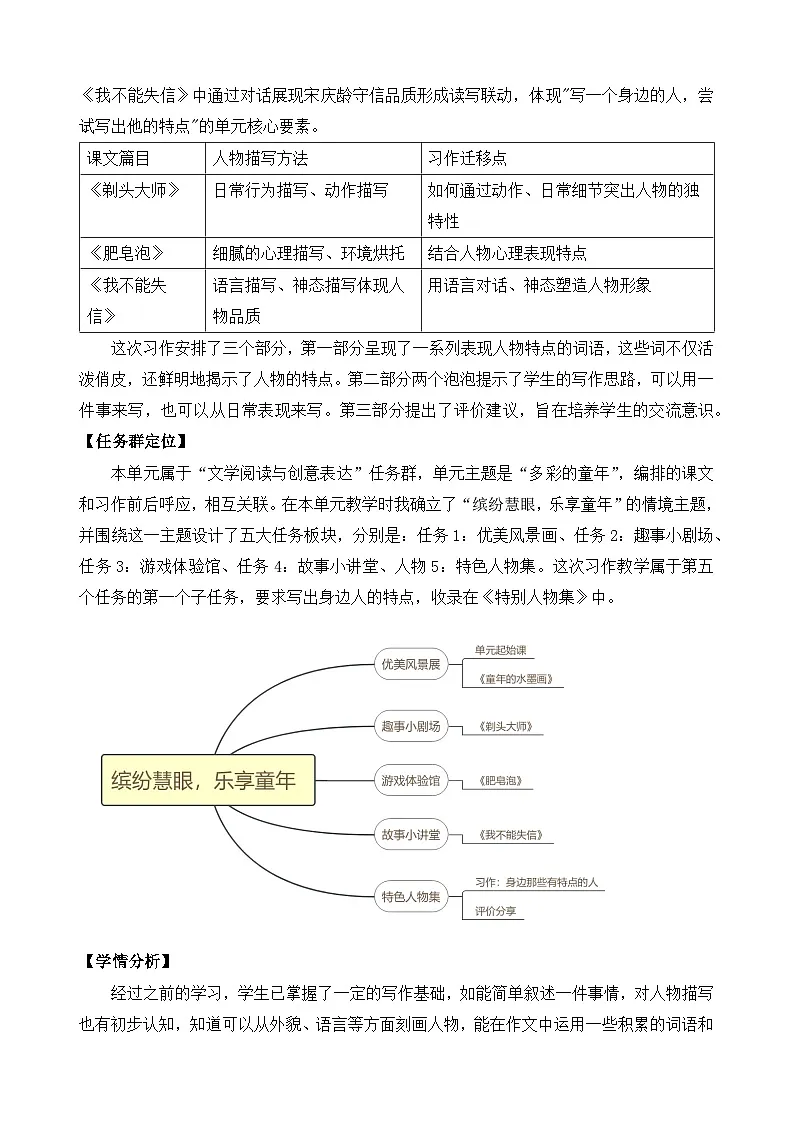 统编版语文三年级下册 习作：身边那些有特点的人 教学设计第2页